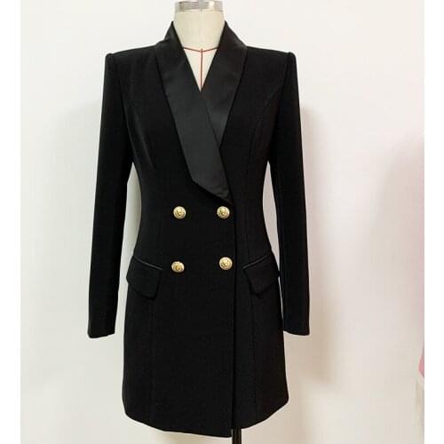 Europe Style Women High quality double-breasted dress Chic elegant long sleeves mini dress B859