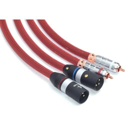 1 Pair Hifi 2 XLR Male to RCA Male Cable 6N OFC VDH 2RCA to2 XLR Stereo Audio Line