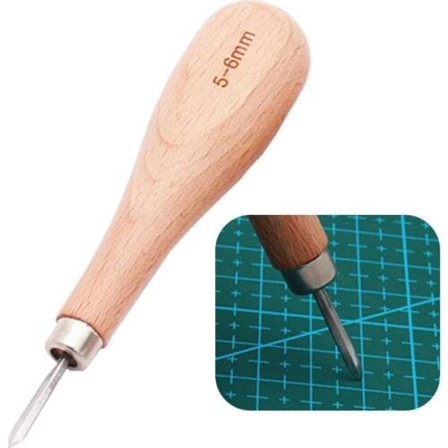 LMDZ 1Pc 5-6mm Wooden Color Leather Diamond Point Awl,Leather Sewing and Stitching Tool,Leather Handmade DIY for Beginner