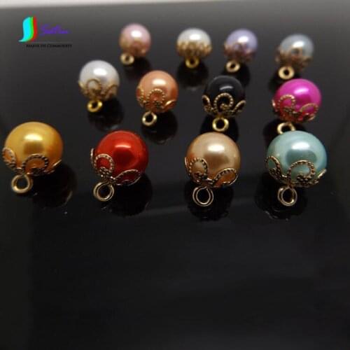 10mm Diameter Bag,Sweater,Shirt,DIY Decoration Material Upscale Figure Base Round Ball Pearl Button 7pcs S0246L