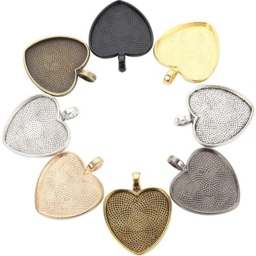 10pcs/lot 25mm 8Colors Heart-Shaped Pendant Cabochon Base Setting Cameo For Jewelry Making DIY Supplies