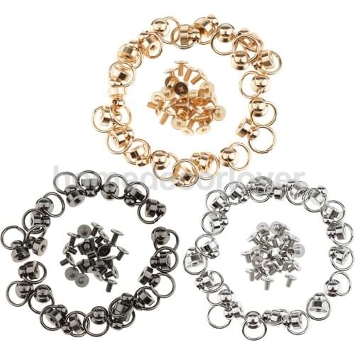 20pcs Pacifier Pull Ring Rivets Studs Spikes Fasteners for Leather Belt Bag Decoration 9mm