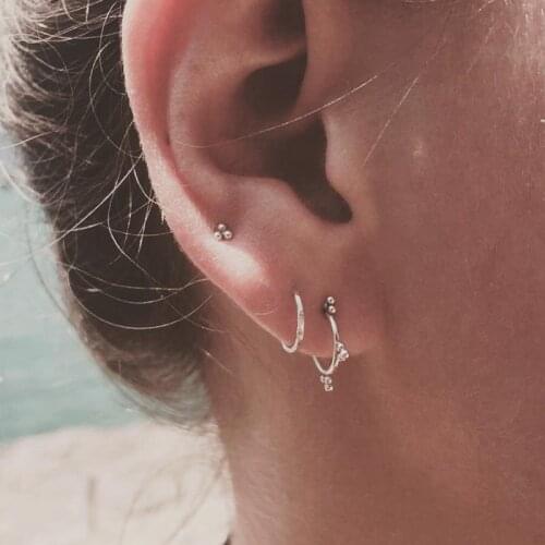 2021 Geometric Round Circle Three Cz Cubic Zirconia Fashion Jewelry Drop Shipping Rose Gold Silver Color Fashion Dainty EarringS