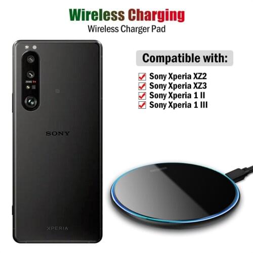 10W Fast Qi Wireless Charger for Sony Xperia 1 II III XZ2 XZ3 Phone Wireless Charging Pad Breathing Light Gift Case