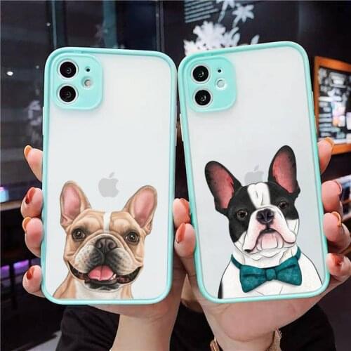Pug Dog French Bulldog cute pattern Phone Cases matte transparent For iphone 7 8 11 12 plus mini x xs xr pro max cover
