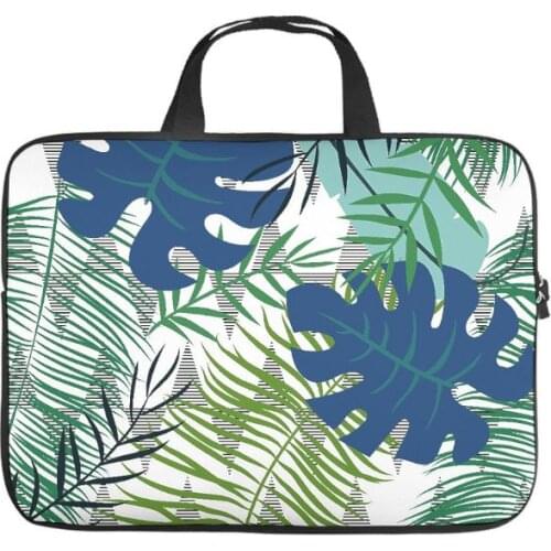 Green Blue Palm Leaf Laptop Sleeve Fashion Pattern Laptop Computer Bag Dust-proof Neoprene Fabric Laptop Computer Sleeve for