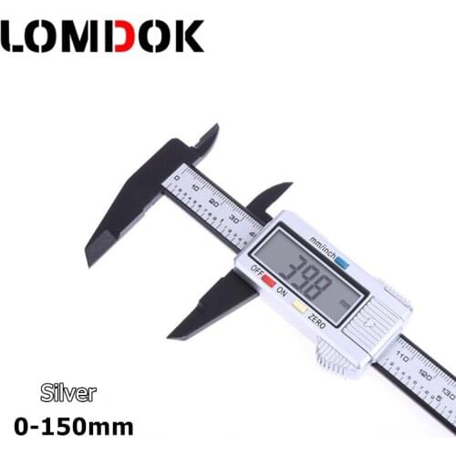 LOMDOK Silver 150mm Digital Vernier Caliper Plastic fiber Widescreen Electronic Accurately Measuring Stainless Steel +/-0.01m