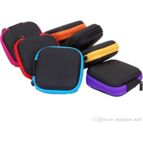 Colorful Earphone Storage Carrying Bag Rectangle Zipper Earpphone Earbud EVA Case Cover For USB Cable Key Coin Free DHL