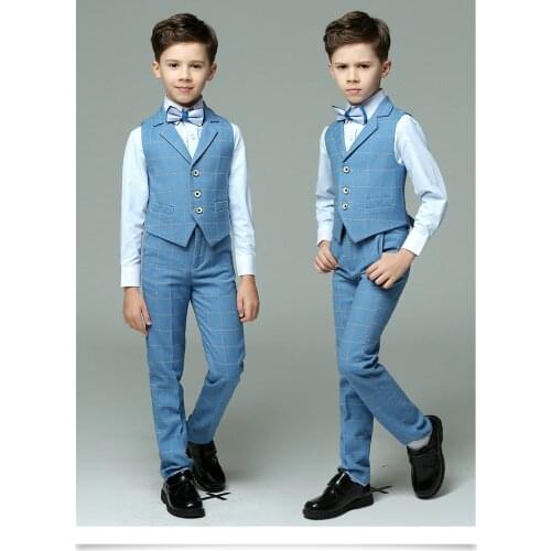 Flower Boys Formal Wedding Suit Kids Prom Party Tuxedo Dress Childrens Day Pinao Performance Costume school uniform