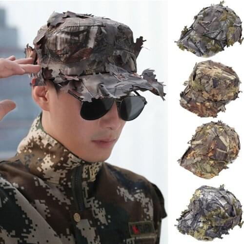 Fedora in Camouflage Color with Wide Brim Flat Top with Precurved Brim Decorated with Corrupt Maple Leaves