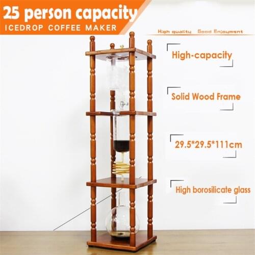 25Cups Cold Drip Ice Syphon Coffee Pot Maker Glass Dutch Brew Machine ice cold brew coffee Home Wooden coffee dripper Tool