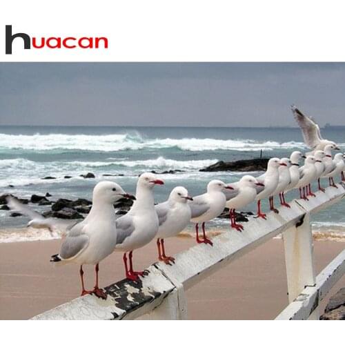 Huacan Diamond Painting 5d Full Square Bird Mosaic Sea Landscape Home Decor Embroidery Scenery Handmade Gift