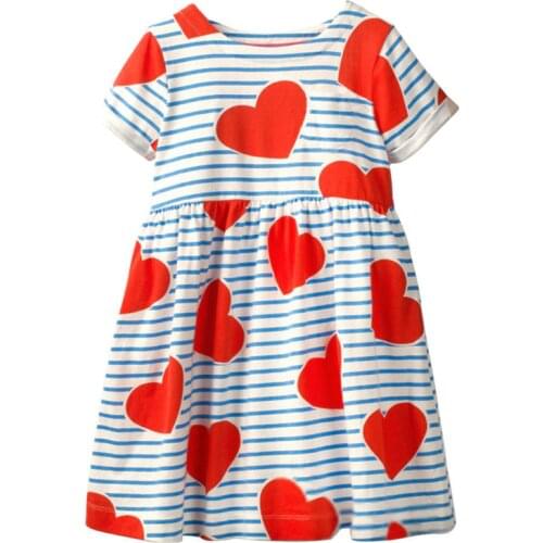 Jumping Meters Brand Stripe casual Girl dresses summer hearts baby 100% cotton dresses 2019 clothing short sleeve kids dresses