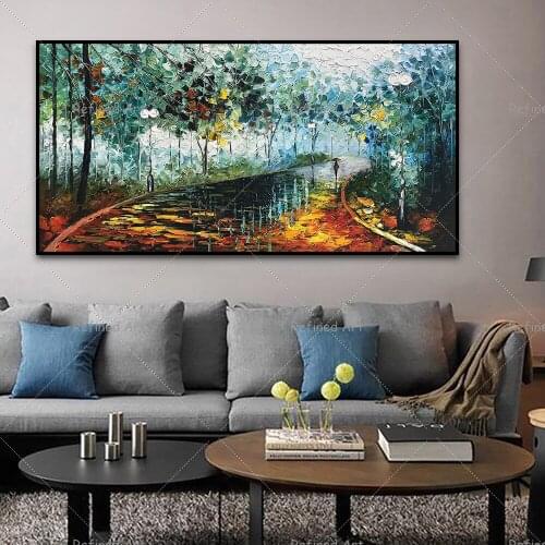 Oil Painting Handmade Hand Painted Wall Art Contemporary Forest Park Landscape Home Decoration Decor Rolled Canvas No Frame