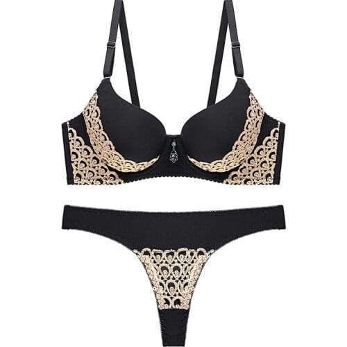 Underwear Set Women Push Up Sexy Large Size Bra and Panty Set Adjustable Beatuy Back Bras Gather Femme Plus Size Lingerie Set