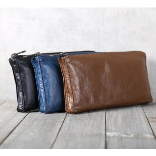 Original manual men leather handbags wallet wallet card bag purse male head layer cowhide cross a wallet hand bag