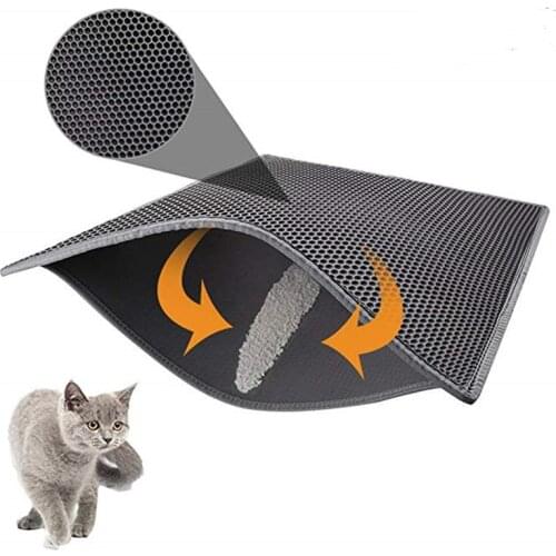 Pet Cat Litter Mat Waterproof EVA Double Layer Cat Litter Trapping Pet Litter Box Mat Clean Pad For Cats Accessories Dropship