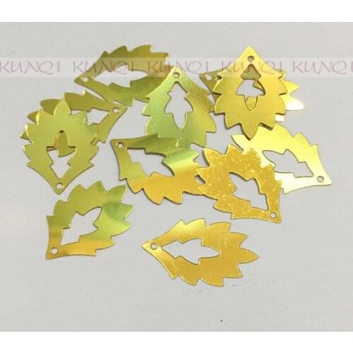 HOT ! 700pcs 24*16mm Wholesale Hollow Leaves Loose Sequin Paillette Crafts Sewing ,Women Kids Diy Garment Accessories Golden