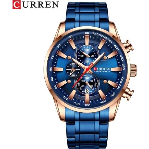 Top Brand CURREN 8351 Sports Watches Men Stainless Steel Quartz Chronograph Wristwatch Male Clock Auto Date Business Watch