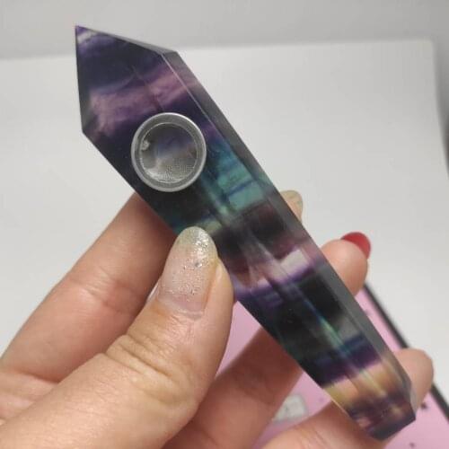 Natural modern Color fluorite smoking pipe cigarette crystal tobacco pipe healing