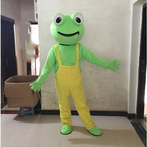 New Frog Mascot Costume With Yellow Overalls Factory Direct Sale Cartoon Mascot Costume Adult Size Fancy Dress for Women Men