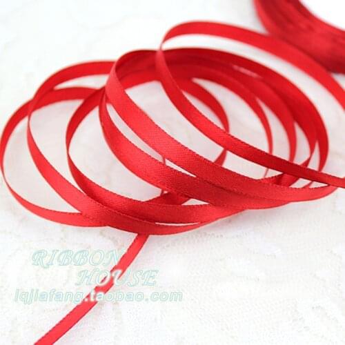 Wholesale (25 yards/roll ) 1/4"6mm Red Silk Satin Ribbon Wedding Party Decoration Gift Wrapping Christmas Sewing Fabric Hand DIY