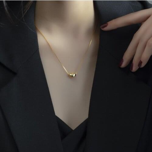 2021 New Designer Titanium Steel Vintage Acacia Beans Pendant Choker Necklace For Women Charm Jewelry Girls Valentines Day Gift