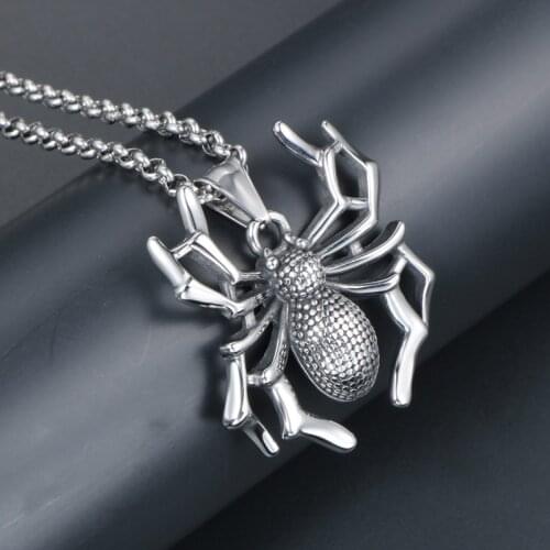 Hip Hop Trend Fashion Hot Selling Spider Halloween Pendant Alloy Personality Insect Animal Necklace for Men and Women New Jewelr