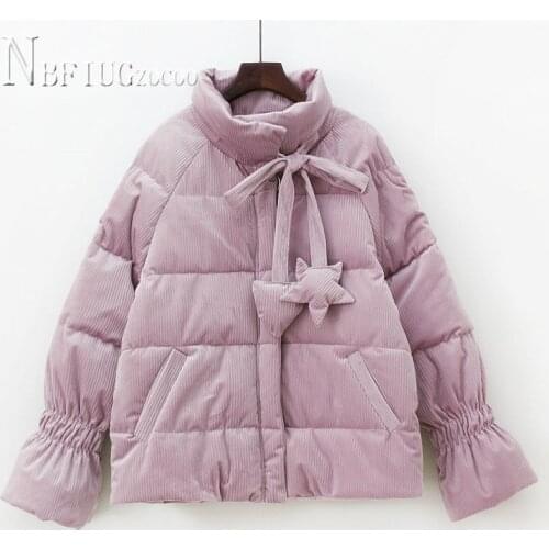 Winter New Korean Corduroy Short Style Women Parkas Thick Students Bread Style Female Outwear