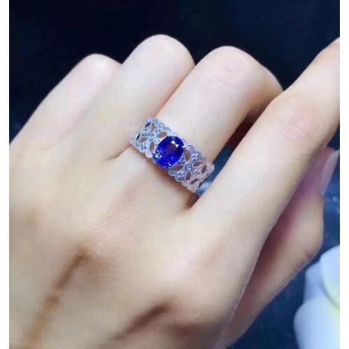 Attractive sapphire gemstone ring for women ring with blue natural gem 925 sterling silver resizeable good gift birthstone