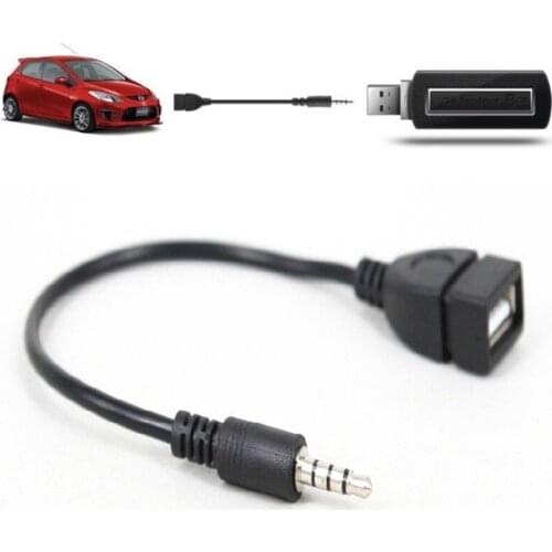Male AUX Audio Plug Jack To USB 2.0 Female Converter Cable Cord For Car MP3 3.5mm