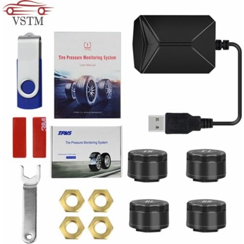 TPMS USB Android Car Tire Pressure Monitoring System Display 4 Internal Sensors Android Navigation Tyre Pressure Alarm 0-116Psi