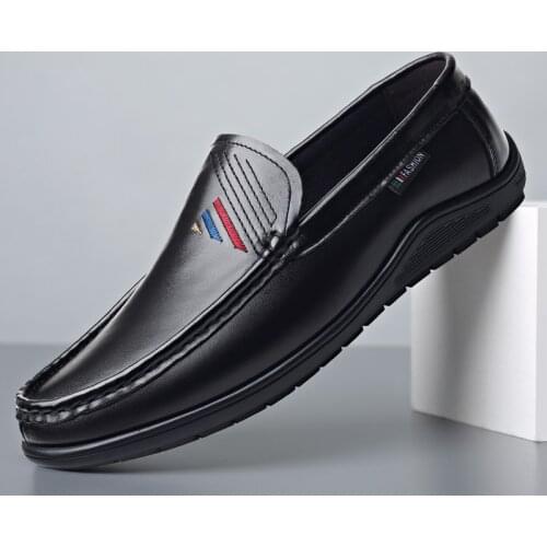 Business Work Shoes Men Shoes Leather Shoes Four Seasons Casual Shoe Flexible Breathable Slip-on Shoe Comfortable Platform Shoes