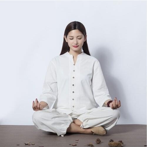 Tai chi Uniform Cotton &linen 4 Colors High Quality Wushu Kung fu Clothing Adults Martial arts simple long sleeve Yoga Suit