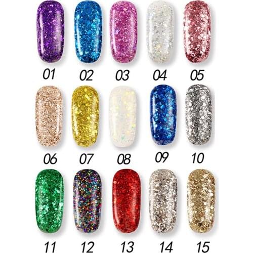 6ml Sequined Glitter Starry Gel Nail Polish UV LED Varnish Lacquer Beauty Soak Off Nail Gel