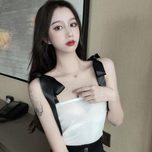 Womens Casual Clothes Sexy Camisole Basic Models Sweet Elegant Casual Knitted Vest Korean Women Office Tank Top