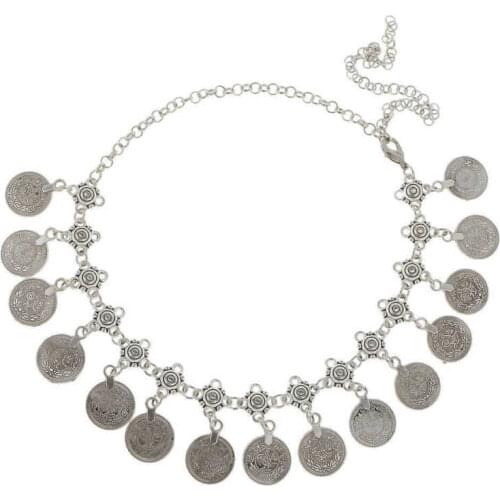 Fashion womens Bohemian coin tassel design headband hairpin Antique Silver Color headdress