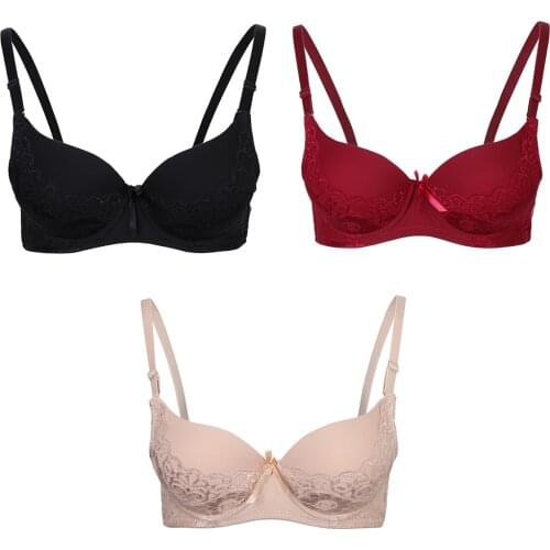 Womens Comfort Sexy Embroidered Lace Unpadded Push Up Everyday Bra