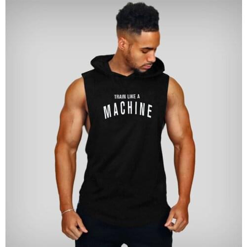 Running Vest Hooded Gym clothing Men Cotton Hoodie Sweatshirts fitness bodybuilding stringer tank top men Sleeveless T Shirt