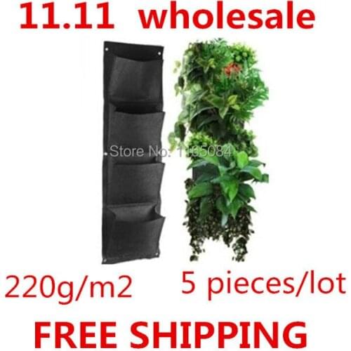 11.11 sale 5 pcss 4-Pocket Vertical Wall Planter Garden Decoration Wall-mounted Grow Bags Vegetable Flower Pot
