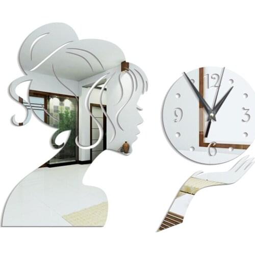 Unique 3D Acrylic Wall Clock Fashion Technology DIY Girl Mirror Stickers Clock