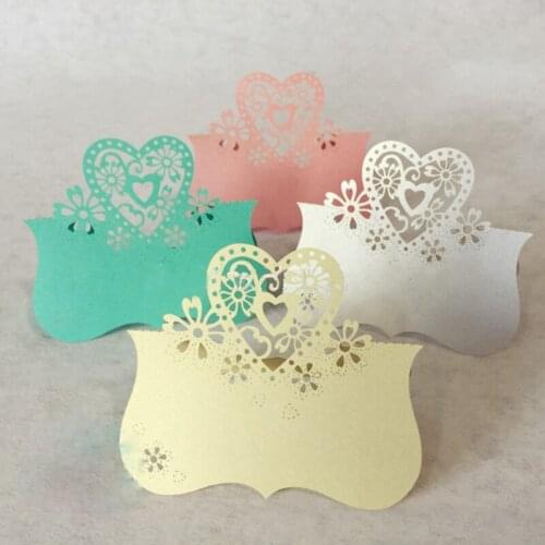 50pcs Love Heart Laser Cut Wedding Party Table Name Place Cards Favor Message Setting Card Wedding Birthday Party Supplies