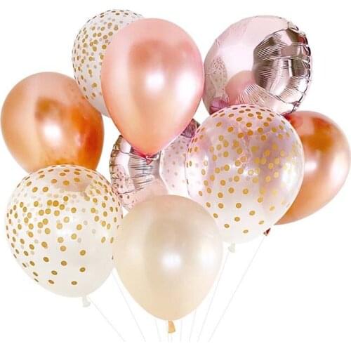 9pcs Rose Gold Metallic Glossy Balloons Confetti Latex Balloon Birthday Party Decoration Kids Adult Air Globos Party Supplies