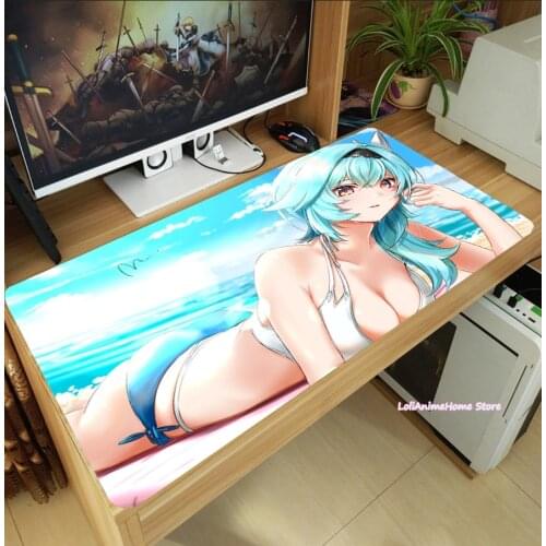 Game Genshin Impact Eula Lawrence Large Mouse Pad Thicken Laptop PC Gaming Mice Mat Desk Keyboard Mat Anti-Slip Game Playmat