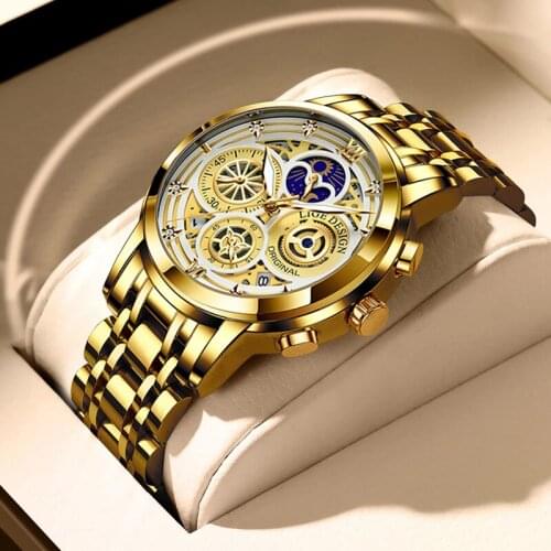 2021 Stainless Steel Hollow out Quartz Watche LIGE New Fashion Mens Watch Mens Top Brand Luxury Waterproof Sports Chronograph