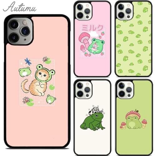 Cute Funny Frog Phone Case for iPhone 11 12 Pro Max mini X XR XS SE 2020 5 6 7 8 Plus Samsung Galaxy S8 S9 S10 Cover shell coque