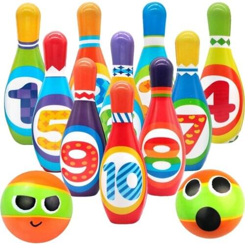 Kids Foam Bowling Set , 10 Indoor Colorful Soft Pins 2 Bowling Balls,Toddlers Toys Printed with Number,Sport Gift for Baby Boys