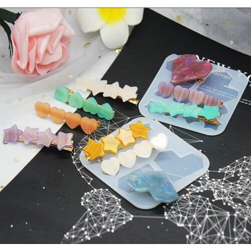 DIY Hairpin Resin Mold Handmade Personality Hairpin Crystal Epoxy Mold Girl Temperament Hairpin Geometric Silicone Mold For Resi