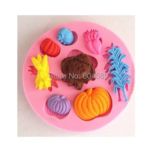 Pumpkin corn clay mould fondant cake mould soap kitchen baking chocolate moulds