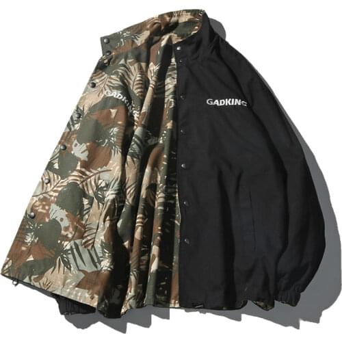 Hong Kong retro spring Harajuku coat Korean loose jacket mens camouflage baseball uniform tide